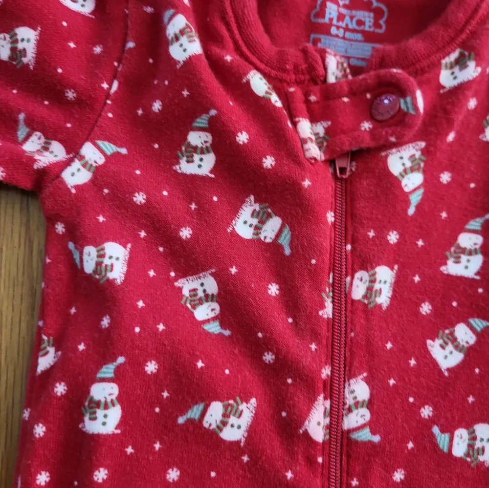 One Piece Footed Full Zip Snowman Sleeper Pajama‎ 0-3 Months Baby Infant